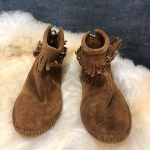 Minnetonka moccasin booties.